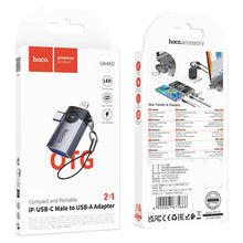 Заредете изображение във визуализатора на галерията – Adapter OTG 2in1 Lightning / USB C to USB A Hoco UA46E Victory gray
