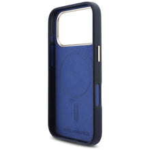 Заредете изображение във визуализатора на галерията – KARL LAGERFELD case for IPHONE 17 Pro Max compatible with MagSafe KLHMP17X5PGFKHGB (PU FW W/ KHead Logo) blue
