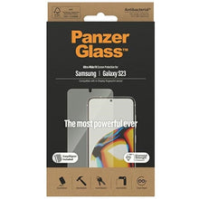 Заредете изображение във визуализатора на галерията – PanzerGlass Ultra-Wide Fit tempered glass with applicator for Samsung Galaxy S23
