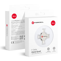 FORCELL F-DATA pendrive Metal Quad 16GB USB3.2 Gen 1 (USB A / Type C / Lightning / Micro USB) silver