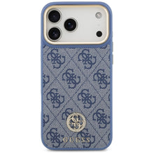 Заредете изображение във визуализатора на галерията – GUESS case for IPHONE 17 Pro Max compatible with MagSafe GUHMP17XP4GRMDEB (PU W/ 4G Strass Logo) blue
