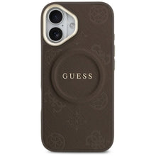Заредете изображение във визуализатора на галерията – GUESS case for IPHONE 17 compatible with MagSafe GUHMP17SPSAMSECW (PU W/ Peony Hot Stamp) brown
