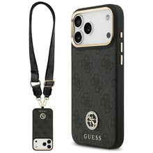 Заредете изображение във визуализатора на галерията – GUESS case for IPHONE 17 Pro Max compatible with MagSafe GUHMP17XP4G4DCSK (PU W/ Strass Logo &amp; Big Strap Metal Buttons) black

