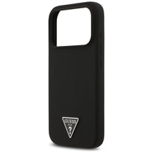 Заредете изображение във визуализатора на галерията – GUESS case for IPHONE 17 Pro compatible with MagSafe GUHMP17LSCTRLMK (Silicone W/ Triangle Logo) black
