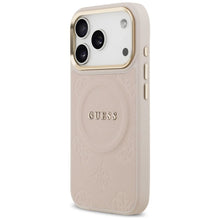 Заредете изображение във визуализатора на галерията – GUESS case for IPHONE 17 Pro compatible with MagSafe GUHMP17LPSAMSECP (PU W/ Peony Hot Stamp) pink
