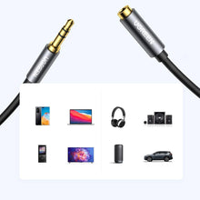 Заредете изображение във визуализатора на галерията – Ugreen AV118 10538 cable 3.5 mm mini jack (male) / 3.5 mm mini jack (female) 5m - silver
