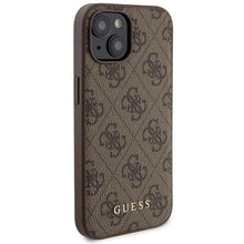 Заредете изображение във визуализатора на галерията – Guess 4G Metal Logo case set for iPhone 15 + 5000mAh MagSafe power bank - brown
