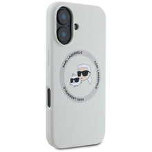 Заредете изображение във визуализатора на галерията – KARL LAGERFELD case for IPHONE 16 compatible with MagSafe KLHMP16SSKCHTCE (Silicone KC Heads) beige
