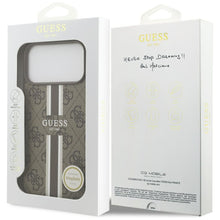Заредете изображение във визуализатора на галерията – GUESS case for IPHONE 17 Pro Max compatible with MagSafe GUHMP17XP4RPSW (4G Printed Stripes) brown
