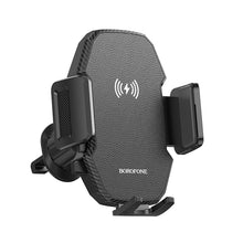 Заредете изображение във визуализатора на галерията – Borofone Car holder BH213 Adelante with induction charging to air vent black
