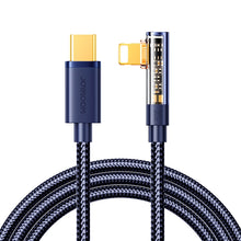 Заредете изображение във визуализатора на галерията – Joyroom S-CL020A6 Lightning cable angled - USB-C fast charging and transfer 20W 1.2 m - blue
