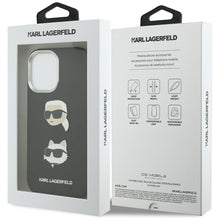 Заредете изображение във визуализатора на галерията – KARL LAGERFELD case for IPHONE 17 compatible with MagSafe KLHCP17SPSFDHPOK (FW Grained PU W/ K&amp;C Heads Pins &amp; Logo) black
