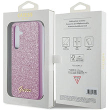 Заредете изображение във визуализатора на галерията – Guess Glitter Script case for Samsung Galaxy S24+ - purple
