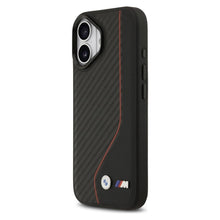 Заредете изображение във визуализатора на галерията – BMW case for IPHONE 17 compatible with MagSafe BMHMP17S25PCCSCKR (PU Carbon Line &amp; Logo) red
