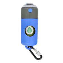 Заредете изображение във визуализатора на галерията – Dog excrement bag dispenser with carabiner and flashlight LLFG24033 blue
