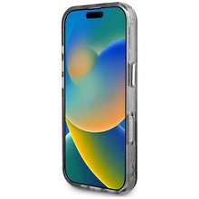 Заредете изображение във визуализатора на галерията – GUESS case for IPHONE 16 Pro Max compatible with MagSafe GUHMP16XHFLPEDK (IML Metal Glitter Flowers Triangle) black
