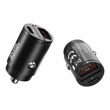 Заредете изображение във визуализатора на галерията – Silver Monkey PDQC-CPCT30-SM 30W car charger 1x USB-C PD 1xUSB-A QC - black
