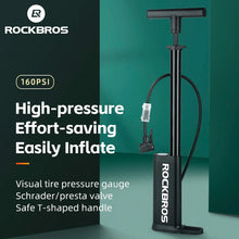 Заредете изображение във визуализатора на галерията – Rockbros 42310007001 floor bicycle pump - black
