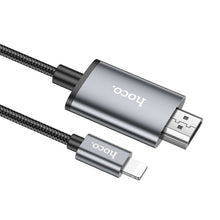 Заредете изображение във визуализатора на галерията – HOCO cable Lightning to HDMI 1080p UA27 2 m metal gray
