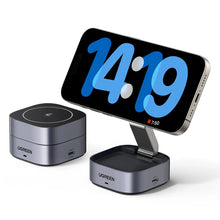 Заредете изображение във визуализатора на галерията – Ugreen W526 3in1 MagSafe / Qi inductive charger for phone / headphones with USB-C port - black
