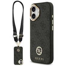Заредете изображение във визуализатора на галерията – GUESS case for IPHONE 17 compatible with MagSafe GUHMP17SP4G4DCSK (PU W/ Strass Logo &amp; Big Strap Metal Buttons) black
