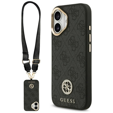 GUESS case for IPHONE 17 compatible with MagSafe GUHMP17SP4G4DCSK (PU W/ Strass Logo & Big Strap Metal Buttons) black