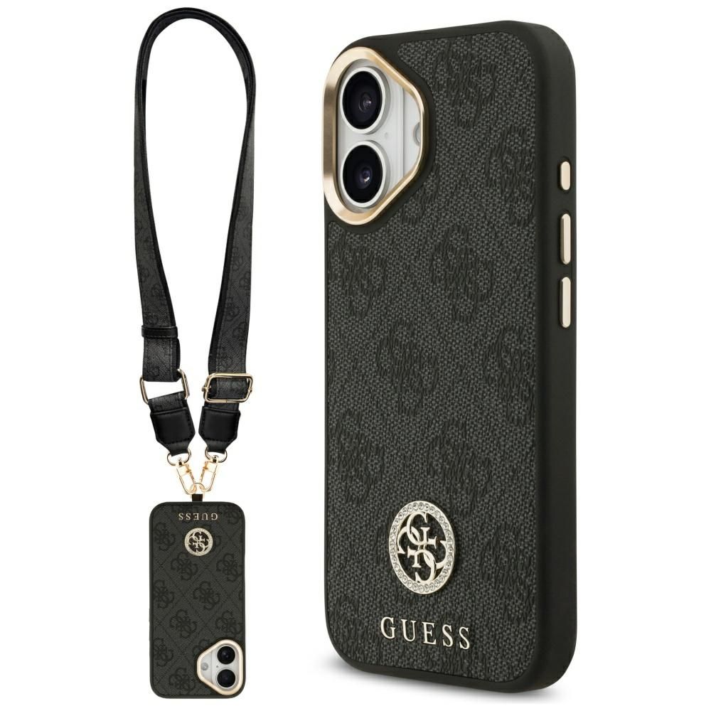 GUESS case for IPHONE 17 compatible with MagSafe GUHMP17SP4G4DCSK (PU W/ Strass Logo & Big Strap Metal Buttons) black
