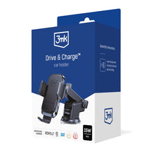 Заредете изображение във визуализатора на галерията – 3mk Drive &amp; Charge car phone holder for grille/window/cockpit with inductive charger - black

