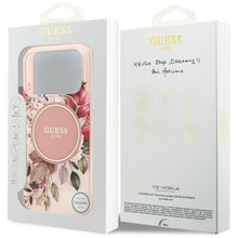 Заредете изображение във визуализатора на галерията – GUESS case for IPHONE 17 Pro Max compatible with MagSafe GUHMP17XHFWBDCEP (IML Flower &amp; Tonal Circle) pink
