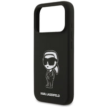 Заредете изображение във визуализатора на галерията – KARL LAGERFELD case for IPHONE 17 Pro compatible with MagSafe KLHMP17LSKIGROK (Silicone W/ KL Sketch &amp; Logo) black
