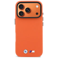 Заредете изображение във визуализатора на галерията – BMW case for IPHONE 17 Pro compatible with MagSafe BMHMP17L25PFWKCKO (PU W/ Metal Logo) orange

