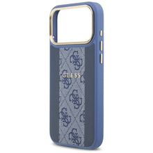 Заредете изображение във визуализатора на галерията – GUESS case for IPHONE 17 Pro Max compatible with MagSafe GUHMP17XPG4SEMCB (PU W/ 4G Stripe) blue

