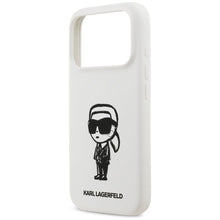 Заредете изображение във визуализатора на галерията – KARL LAGERFELD case for IPHONE 17 Pro compatible with MagSafe KLHMP17LSKIGROH (Silicone W/ KL Sketch &amp; Logo) white
