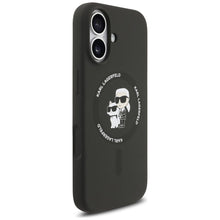 Заредете изображение във визуализатора на галерията – KARL LAGERFELD case for IPHONE 17 compatible with MagSafe KLHMP17SSCMKCRHK (Silicone KC Body Ring) black

