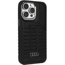 Заредете изображение във визуализатора на галерията – Audi Synthetic Leather case with MagSafe for iPhone 14 Pro Max - black
