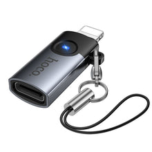 Заредете изображение във визуализатора на галерията – Adapter OTG Lightning to USB C Hoco 2A UA46A gray
