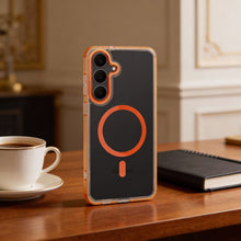 Заредете изображение във визуализатора на галерията – Case for Samsung A07 / A08 Frame Clear Hybrid Mag Cover compatible with MagSafe hermes orange
