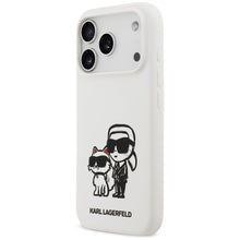 Заредете изображение във визуализатора на галерията – KARL LAGERFELD case for IPHONE 17 Pro compatible with MagSafe KLHMP17LSKCGRGOH (Silicone W/ K&amp;C Sketch &amp; Logo) white
