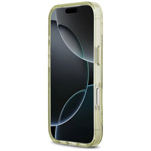 Заредете изображение във визуализатора на галерията – GUESS case for IPHONE 17 Pro compatible with MagSafe GUHMP17LHFLPEDN (IML Metal Glitter Flowers Triangle) green
