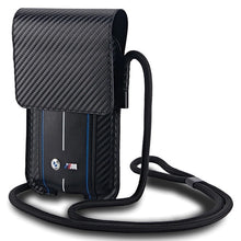 Заредете изображение във визуализатора на галерията – BMW Carbon &amp; Blue Stripe phone bag - black
