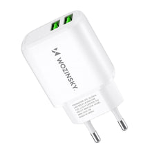 Заредете изображение във визуализатора на галерията – Wozinsky CUWCW 2.4A 2 x USB-A wall charger - white
