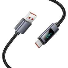 Заредете изображение във визуализатора на галерията – Cable USB A to USB C Hoco 5A with display 1 m X112 black
