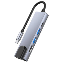Заредете изображение във визуализатора на галерията – HUB Tech-Protect V3 5in1 USB-C - USB-A 3.0 / USB-A 2.0 / USB-C / HDMI / RJ45 - gray
