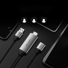 Заредете изображение във визуализатора на галерията – Ugreen CM151 50291 USB-A (female) - HDMI adapter with USB-A power port (male) 1.5m - gray
