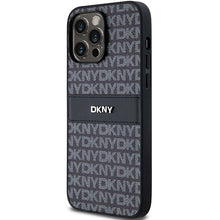 Заредете изображение във визуализатора на галерията – Original Case DKNY hardcase Leather Mono Stripe &amp; Metal Logo DKHCP14LPRTHSLK for Iphone 14 Pro black
