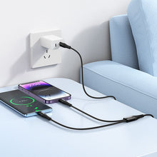 Заредете изображение във визуализатора на галерията – Cable 2in1 USB C to USB C+Lightnig Hoco 1 m X123 black
