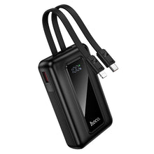 Заредете изображение във визуализатора на галерията – Powerbank 10000 mAh QC PD 22,5W with built-in cables USB C+ Lightning Hoco J162 black
