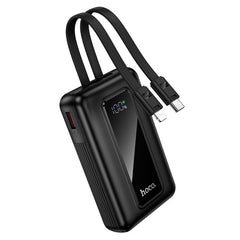 Външна батерия 10000 mAh QC PD 22,5W с вградени кабели USB C+ Lightning Hoco J162 - черна