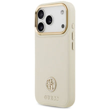 Заредете изображение във визуализатора на галерията – GUESS case for IPHONE 17 Pro compatible with MagSafe GUHMP17LPGCRMDEE (PU W/ Grained Strass Logo) beige
