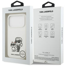 Заредете изображение във визуализатора на галерията – KARL LAGERFELD case for IPHONE 17 Pro compatible with MagSafe KLHMP17LSKCGRGOH (Silicone W/ K&amp;C Sketch &amp; Logo) white

